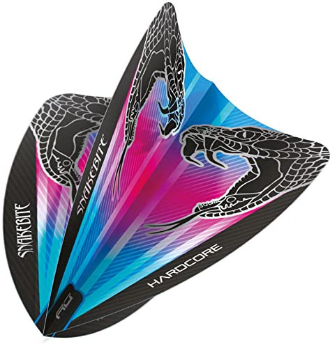 RED DRAGON Peter Wright Snakebite Hardcore Freestyle Dart-Flights, Pink und Blau, 3 Sets pro Packung (9 Dart-Flights insgesamt), F6691