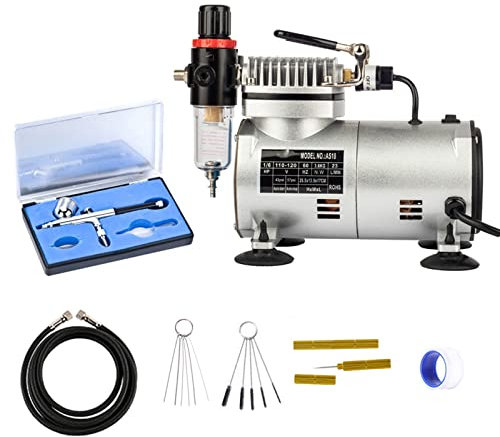 Professional Air Compressor Airbrushing System Kit, with Cleaning Tool, Multipurpose Airbrushing Kit for Spraying Art Tattoo Nail Painting Makeup