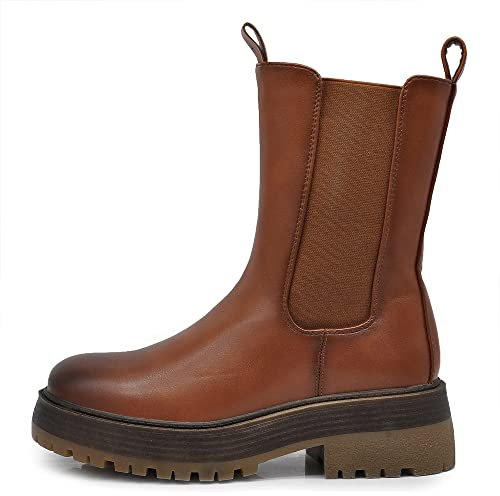 IF FASHION Stivali Stivaletti Anfibi Scarpe Chelsea da Donna Platform IF-6626 camel N.41