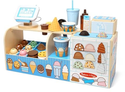 Melissa & Doug Giocattolo Finti Alimenti Gelateria Fantastici Gusti in Legno - Certificati FSC