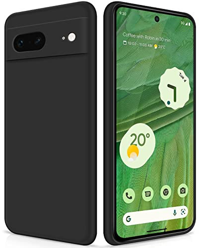 GiiYoon Case Compatible with Google Pixel 7, Silky-Soft Touch Full-Body Protective Phone Silicone Case, Shockproof Cover with Microfiber Lining, Black