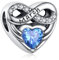 BEEUVIP Damen Unendlichkeit Liebe Herz März Geburtsstein Charm Anhänger für Armband 925 Sterling Silber Geburtsstein Charms Beads passend für Armband