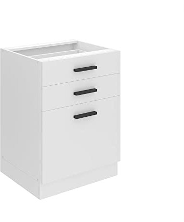 Belini Unterschrank Küche, Küchenunterschrank 60 cm Breite. SDSZ Küchenunterschrank ohne Arbeitsplatte. Küchenschrank mit Schubladen, Weiß matt