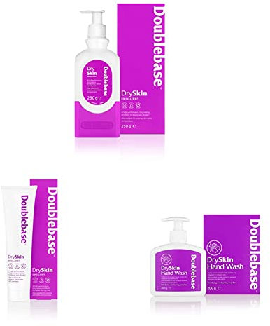 Doublebase Dry Skin Emollients & Hand Wash. Dry Skin moisturiser and hand wash for dry skin, also suitable for skin prone to Eczema, Psoriasis and Dermatitis. 250g & 100g Emollient with 200g Hand Wash