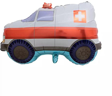 Folienballon Fahrzeug Motiv, Krankenwagen, ca. 59 x 80,5 cm - Party Luftballon Auto Geburtstag Deko Dekoration bunt Kindergeburtstag Helium Heliumballon XXL Ballon