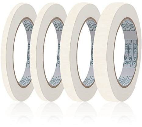 QINGHEC 4 Rolls White Masking Tape, Low Tack Masking Tape 5mm/8mm/12mm/15mm Wide X 55 Yard, Decorating Tape, Thin Masking Tape, Painters Tape for Artists Painting Decorating Automotive DIY Crafts