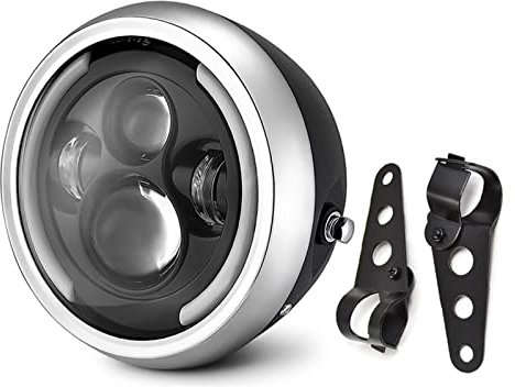 PINTLE Motorrad Scheinwerfer Für Sportster Für Cafe Racer Bobber Originaler & modifizierter Scheinwerfer 7,5 -Motorradscheinwerfer Angel Ring Hi&Lo Beam Bulb