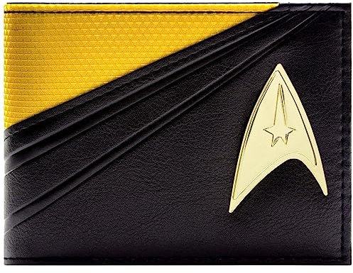 Enterprise USS Starfleet Command Uniform Metallisches Emblem Geldbörse/Geldbeutel Bi-Fold ID & Kartenhalter, Gelb