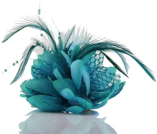Broche à plumes pour femme - Style vintage - Fleur - En maille - Plumes - Bijou de tête - Pour mariage, fête, festival, medium