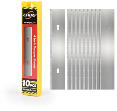 EHDIS 10 Pezzi Lame di Raschietto, 100mm, Lame in Acciaio al Carbonio, Lame per Pulito, finestre, vetro, pavimento, parete, stufa, vernice, calafatoio, etichette, adesivi, adesivi