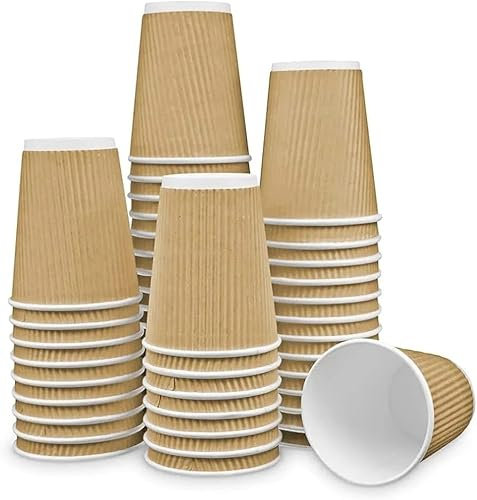 Silver Star | 16oz, 50 | Disposable Paper Coffee Cups Leak-Proof, Eco-Friendly Biodegradable Cups for Hot and Cold Drinks, Triple Walled Ripple Cups