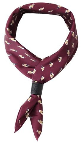 WANYING Herren quadratische Halstuch mit Leder Loop Multifunktionstuch Kopftuch Nickituch Bandanas Trachtentuch Bandanas Vintage Retro 60x60 cm - Druckmuster Vogel Weinrot