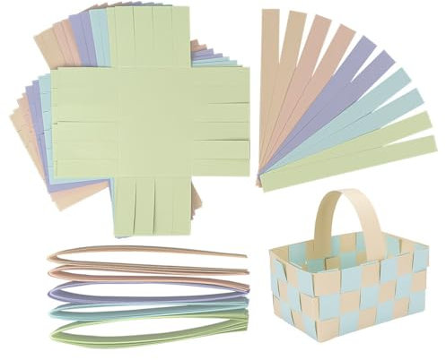 Ideen mit Herz Flechtkörbe | aus Papier | zum Basteln und Flechten | Osternest | Dekoration | Geschenk-Korb | Verpackung | 12 cm x 8 cm x 6,5 cm | 10 Stück (Pastelltöne)