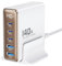 toocki Chargeur USB C 140W 5 Ports GaN Prise USBC Rapide - Écran LED, PD 3.0 & QC 3.0 - Prise Multiple Universelle pour MacBook Pro/iPhone 16 / Tablette/Voyage, Blanc