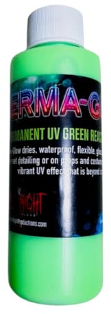 Pale Night Productions Perma Glow Peinture UV phosphorescente sous lumière UV, peinture maison hantée, effets spéciaux (UV Glow Green, 112 ml)