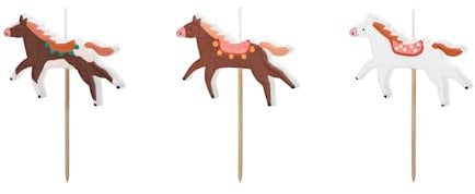 PartyDeco Horses Birthday Candles 5.8 x 4 cm 3 Pieces