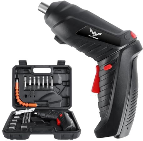 JENABOM 47 IN 1 klein Mini Elektrischer Schraubendreher, Akku-Bohrschrauber-Bits-Set wiederaufladbar, 3.5N.m Max Drehmoment elektrischer drehbarer Bohrschrauber