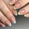 30pcs French Tip False Nails Short Almond Press on Nails Yellow Edge Fake Nails Blue Berry Mango Stick on Nails Removable Glue on Nails Acrylic Full Nail Tips Women Nail Art Accessories