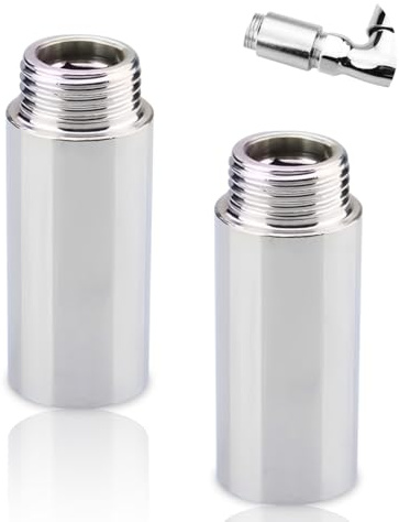 Lot de 2 rallonges de robinet 1/2 x 80 mm, 1/2 IG x 1/2 AG, 80 mm - Rallonge de pommeau de douche pour chauffage et eau potable - Raccord d'extension