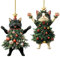 2 Stück Weihnachtsdeko Katze | Christbaumschmuck Katze | Schwarze Katzen Weihnachtsbaum Anhänger Lustig | Niedliche Weihnachtskugel Katze Schmuck für Weihnachts Deko