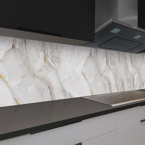 Rodnik Küchenrückwand robuste ABS-Kunststoff Platte Monolith in Deluxe Qualität, Direktdruck. MOTIVAUSWAHL (Marmor Gold)