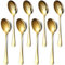 8 Pieces Gold Serving Spoons,Stainless Steel Serving Serving Spoons Set Include 4 Serving Spoon and 4 Slotted Spoons