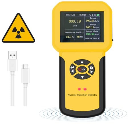 Geigerzähler Radioaktivität 886A, Nuklearer Strahlungsdetektor Tragbares Beta Gamma Röntgen Strahlen Strahlungsmesser mit 3 Alarmmodi & Datenspeicherung, Geigerzähler Dosimeter Kernstrahlung Detektor