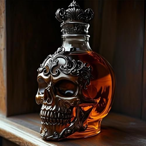 Statue D'art - Carafe À Whisky Amusante, Bouteille De Whisky En Verre Crâne 2025 Neuve, Cadeau De Collection, Distributeur D'alcool À Thème Sombre, Décoration De Bar Et De Bureau