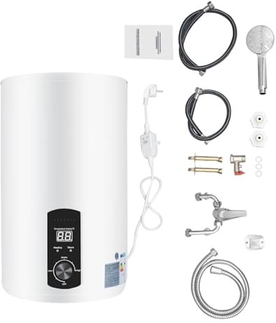 Elektrisk varmvattenberedare 50 l, 2 KW 220 V IPX4 vertikal LED-genomströmningsvärmare förvaring vattenvärmare kall och varm vattenvärmare elektrisk varmvattenberedare ABS vägghängd varmvattenberedare