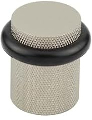 Kooples Hardware Burlington Knurled Floor Mounted Doorstops – Solid Brass Door Stop with Textured Base & Rubber Buffer – Luxury Vintage Style for Heritage & Modern Interiors (Satin Nickel)