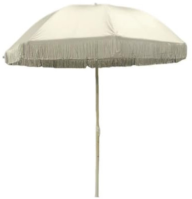 GFYHTN Parasol de Plage Ø 2 m, Parasol de Jardin Exterieur avec Franges, réglable en Hauteur & Inclinable pour Jardin Plage Balcon(Beige,7.9ft/2.4m)