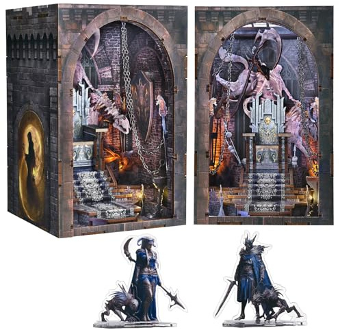MiniCity Knochenthron Book Nook Kit mit LED, 3D-Holzpuzzle zum Selberbauen | DIY-Bausatz mit zwei kostenlosen Figuren; 88 Teile, LED, Kleber und Werkzeug – Geschenkidee und Regal-Deko ab 14 Jahren.