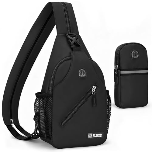 Crossbody Shoulder Bags, Convertible Sling Bag with Side Mesh Pockets and Headphone Hole, Crossbody Backpack and Arm Bag Set, Lightweight Chest Bag Casual Daypack for Women Men Camping Travel Hiking