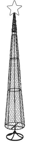 GILDE Objeto Decorativo Cabo Árbol de Navidad de Hierro - Negro Mate - Motivo Estrella - Altura 149cm x Ø 23cm - Decoración navideña