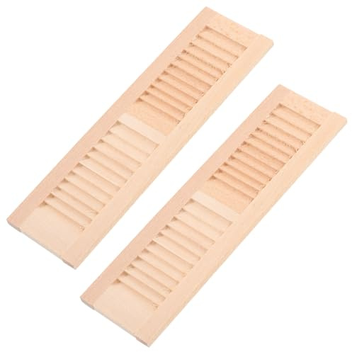 Veemoon Lot de 2 Volets Miniatures en Bois Non Laqué, Volets Décoratifs Soi-même pour Meubles de Poupée, Accessoires de Décoration Miniature pour Maison de Poupée, Modèles Réalistes