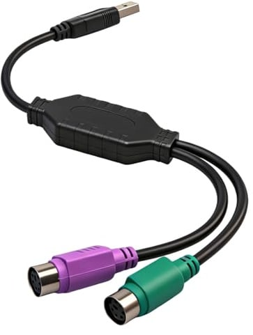 PS2 a USB Adaptador con 2 Conectores PS/2 para Teclado Ratón PS/2 USB Y Cable Activo con IC Integrado para Conmutador KVM Periféricos de Teclado con Conector PS2 Industrial Oficina