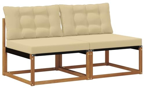 vidaXL 2 Stück Outdoor Mittelsofa Massivholz Akazie Natur, Balkonmöbel, moderner Outdoor-Stil, langlebiges Akazienholz-Loungeset für chillige Gartenmomente