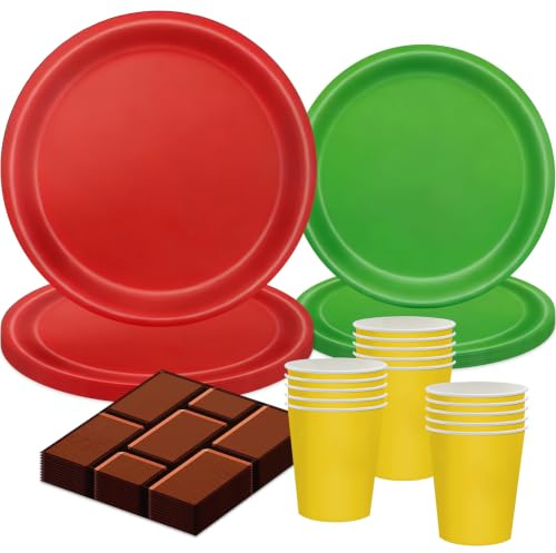 Jiahuade 50 Stück Partygeschirr Set,Partygeschirr aus Papier | Geburtstag Party Geschirr Set,Geburtstag Deko mit Becher Serviette Pappteller Set,Geburtstag Geschirr für 10 Gäste