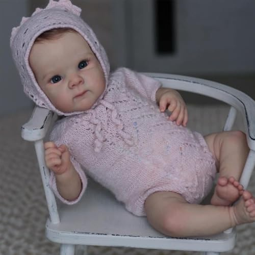 Anyee 50 cm (20 Zoll) Lebensechte Reborn Babypuppe, Neugeborenen-Puppe mit weichem Baumwollkörper, handgewurzelte Haar Realistische Säuglingspuppe, Spielzeug Geschenk für Mädchen