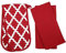 Penguin Home Heat Resistant Oven Gloves with Set of 2 Tea Towel, Oven Mitt & Potholder for Home Cooking - Maximum Heat Protection/Kitchen Accessories(Diamond Red) Size - (18x90 & 65x45 cm)