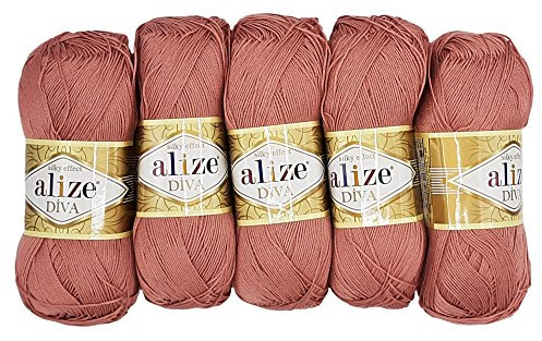 Alize 5 x 100g Diva Batik Wolle, 500 Gramm merzerisierte Strickwolle Acrylwolle
