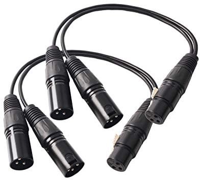 Devinal Cable Divisor XLR Hembra a 2 Macho, Adaptador Equilibrado de 3 Pines a 2 Conectores, 1 Pie, Paquete de 2