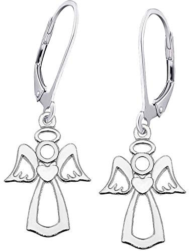 Damen Mädchen hängende Ohrringe 925 Sterling Silber Schutz-Engel Kinder Ohrhänger K530o