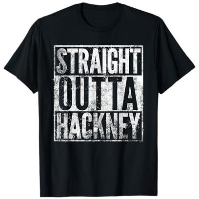 Straight Outta Hackney T Shirt. Distressed Effect T-Shirt