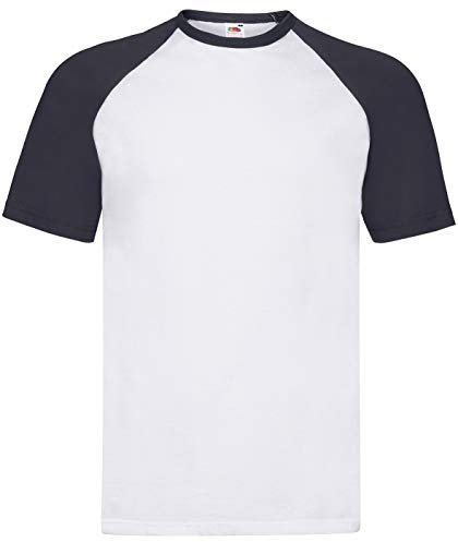 Fruit of the Loom Shortsleeve Baseball T-Shirt S M L XL XXL, Größe:3XL, Farbe:weiß/deep Navy