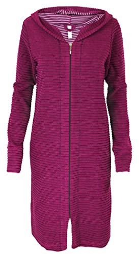 Aquarti Vestaglia con Zip e Cappuccio per Donna, a righe/Lila, S