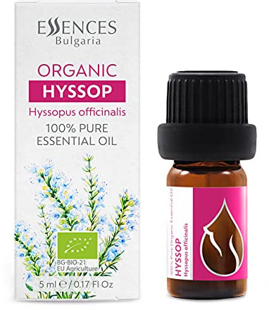 Essences Bulgaria BIO Ätherisches Ysop Öl 5ml | Hyssopus officinalis | 100% Naturrein | Unverdünnt | BIO-zertifiziert | Spitzenqualität aus Familienbetrieb | Ohne Gentechnik | Vegan