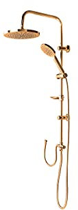 LIFA LIVING XXL Regendusche Brauseset, Goldene Duschgarnitur mit Überkopfbrause, Duschbrause aus Edelstahl in Chrom-Optik, Duscharmatur mit Befestigungsmaterial