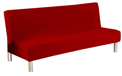 Meicynhoger Sofabezug ohne Armlehnen 3 Sitzer/2 Sitzer, Stretch Sofaüberwurf für Schlafsofa (L,Rot)