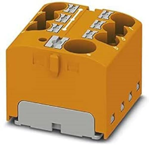 PHOENIX CONTACT PTFIX 10/6X4 OG Verteilerblock, 450 V, 32 A, Anzahl der Anschlüsse 7, Querschnitt 0,2 mm²-6 mm², AWG 24-10, Breite 27,9 mm, Höhe 21,7 mm, Orange, 8 Stück